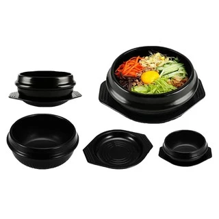 뚝배기 Korea Clay Pot หม้อหินเกาหลี หม้อดินเผาเกาหลี ชามหินเกาหลี พร้อมถาดรองกันร้อน นำเข้าจากเกาหลี