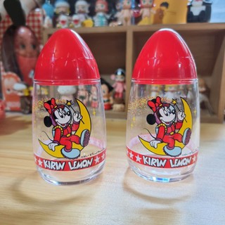 Vintage Disney KIRIN LEMON 1980s minnie mouse แก้วน้ำพร้อมฝาทรงจรวด