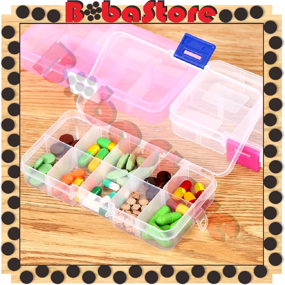 BOBASTORE 10 ช่องกล่องยาพลาสติกกล่องเก็บยาอุปกรณ์เสริมต่างหูแหวนเครื่องมือเย็บผ้า R473