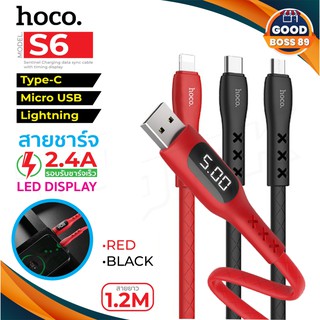 Hoco S6 ของแท้100% สายชาร์จ Timing Cable USB Charging Data Sync Cable LED Screen Display Fast Charge goodboss89