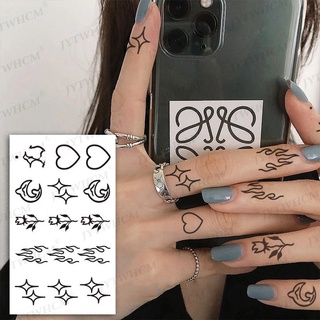 1 Sheet Girls Waterproof Black Rose Stars Sexy Finger Temporary Tattoo Stickers