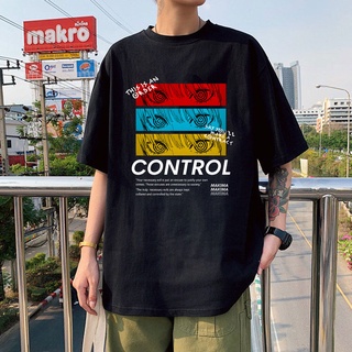 [S-5XL]เสื้อยืดแขนสั้นลําลอง พิมพ์ลายกราฟฟิค Chainsaw CONTROL เข้ากับทุกการแต่งกาย สไตล์ฮาราจูกุ สําหรับผู้ชาย 243159