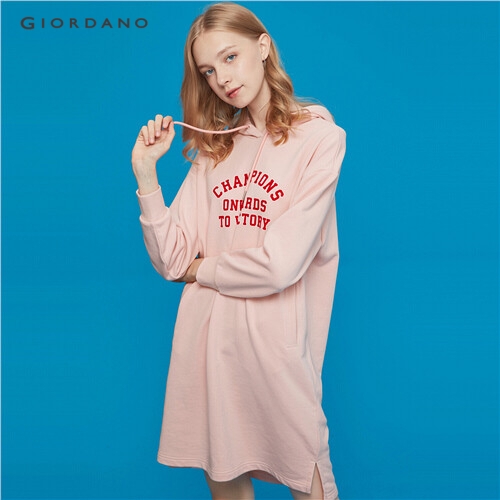 GIORDANO WOMEN Loose hoodie sweatshirt dress 05469891