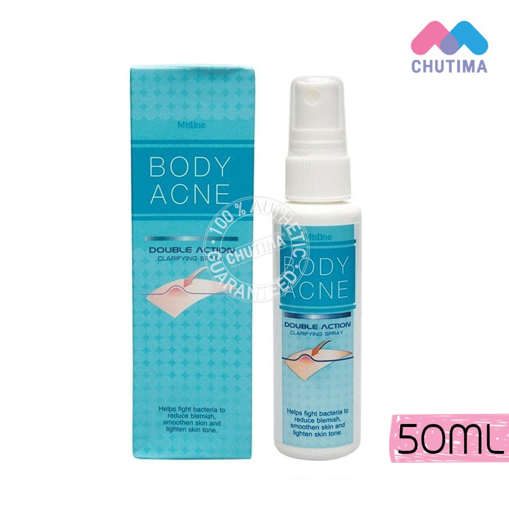มิสทิน บอดี้ แอคเน่ แคลริฟายอิ้ง สเปรย์ 50 มล. Mistine Body Acne Double Action Clarifying Spray 50 ml.