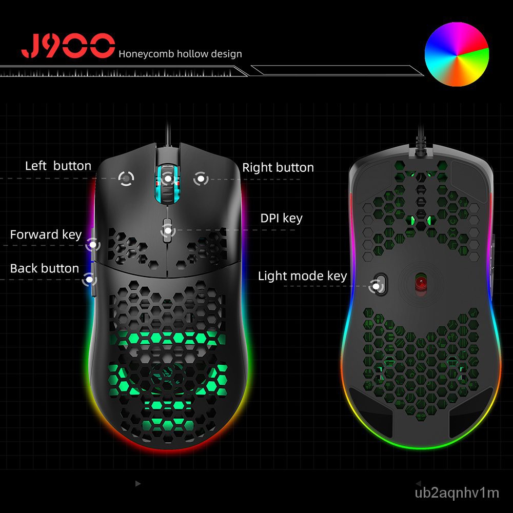 HXSJ J900 USB Wired Gaming Mouse RGB Gamer Mouses with Six Adjustable ...