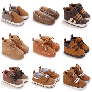 รองเท้าผ้าใบลําลอง พื้นนิ่ม กันลื่น สีน้ําตาล สําหรับเด็กทาร…