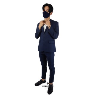 KINGMAN FORMAL TAILOR FIT NAVY ชุดสูท สีกรม ปกสไตล์ Peak Lapel ปกชี้แหลม สูทผู้ชาย เสื้อสูทผู้ชาย ตัดสูท ชุดสูท