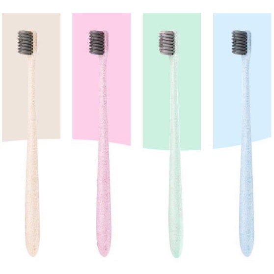 แปรงสีฟันแบมบูชาโคล ด้ามผลิตจากฟางข้าว