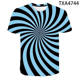 Summer Striped Plaid Vertigo 3D T shirt Boy Girl Kids Fashion Streetwear Men Women Children Printed T-shirt Cool Tops Tee