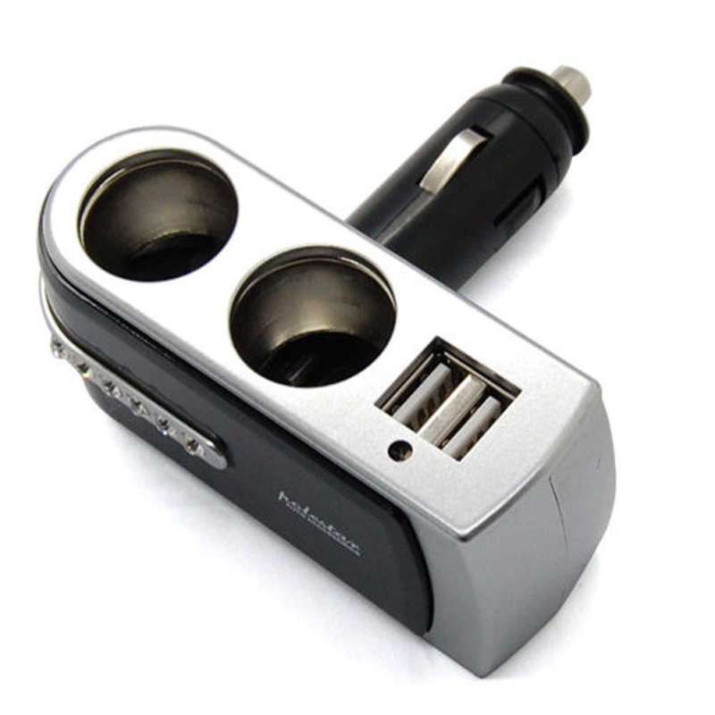 ช่องเสียบที่จุดบุหรี่เป็น 2 ช่อง มีพอร์ต USB 2 ช่อง เหมาะสำหรับ โทรศัพท์มือถือแท็บเล็ตพีซี IPAD จีพีเอส กล้องติดรถยนต์