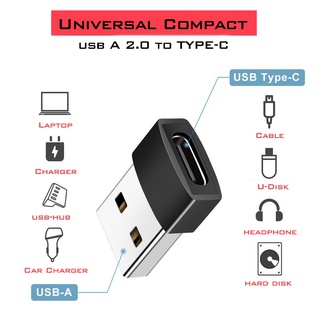 อะแดปเตอร์ชาร์จ USB A 2.0 เป็น Type C OTG รองรับการชาร์จ ซิงค์ข้อมูล หูฟัง สายเคเบิลมือถือ ตัวแปลงตัวเมีย