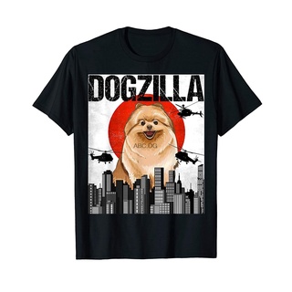 ขายดี เสื้อยืดลําลอง แขนสั้น พิมพ์ลาย Dogzilla Pomeranian CFdgjm77BOikeg79 สไตล์วินเทจ คลาสสิก