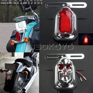 MD-อลูมิเนียม Tombstone Skull ไฟท้ายสำหรับ Harley Chopper Bobber