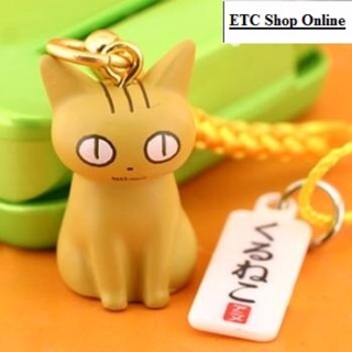 แท้ 100% จากญี่ปุ่น พวงกุญแจ สายเชือก แมว  Kuruneko Netsuke Cell Phone Charm (Poko)