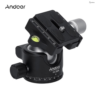 Andoer H-35A Panorama Ballhead Tripod Mount Adapter Ball Head U-Groove Low Gravity Center Aluminium Alloy Max. 15kg/33lbs Load Capacity