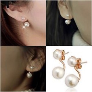 Sale Earring Korean Star Chic double Pearl ต่างหู