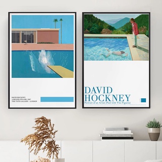 David Hockney ศิลปะนิทรรศการ ผ้าใบ โปสเตอร์ A Bigger Splash Art ภาพที่เรียบง่ายทันสมัย ตกแต่งผนังบ้าน