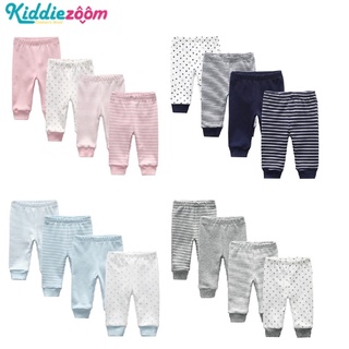 Kiddiezoom ใหม่ กางเกงผ้าฝ้าย สีพื้น สําหรับเด็กทารกแรกเกิด อายุ 0-12 เดือน 4 ชิ้น ต่อล็อต 2022