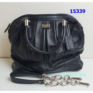 Coach 15339 KRISTIN LEATHER PLEATED SATCHEL สี BLACK ของแท้ จากอเมริกา