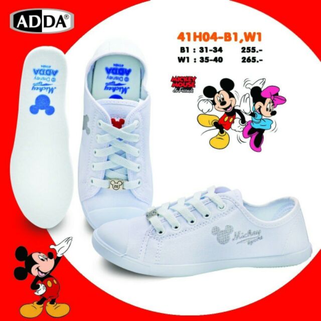 ADDA รองเท้าผ้าใบผูกเชือก สีขาว มินนี่ 41H04