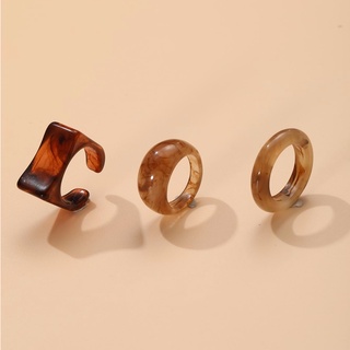 แหวนเรซิ่นน้ำตาลเซ็ต 3pcs Brown Resin Rings