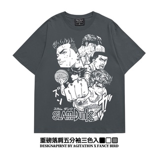 เสื้อยืดโอเวอร์ไซส์❣✓Slam Dunk Sakuragi Flower Road แอนิเมชั่นสองมิติไหล่หนัก oversize ฤดูร้อนแขนสั้นเสื้อยืดแขนสั้นสำหร