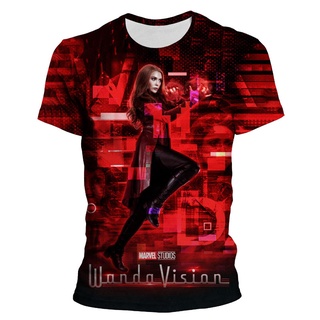 Fashion Marvel Avengers Wanda Vision Mens Women T shirt Tv Show Shirts Superhero Scarlet Witch Tees 3D Printed Top