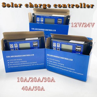 (THAISHVS399ลด150.-)10A/20A/30A/40A/50A/60A Solar Panel Charger Controller Battery Regulator USB LCD โซล่าชาร์จเจอร์