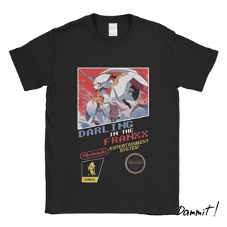 ผ้าฝ้ายคอกลมเสื้อยืด พิมพ์ลาย Darling In the Franxxx Enternment System Dammit90s สําหรับผู้ชายfrom S-4XL