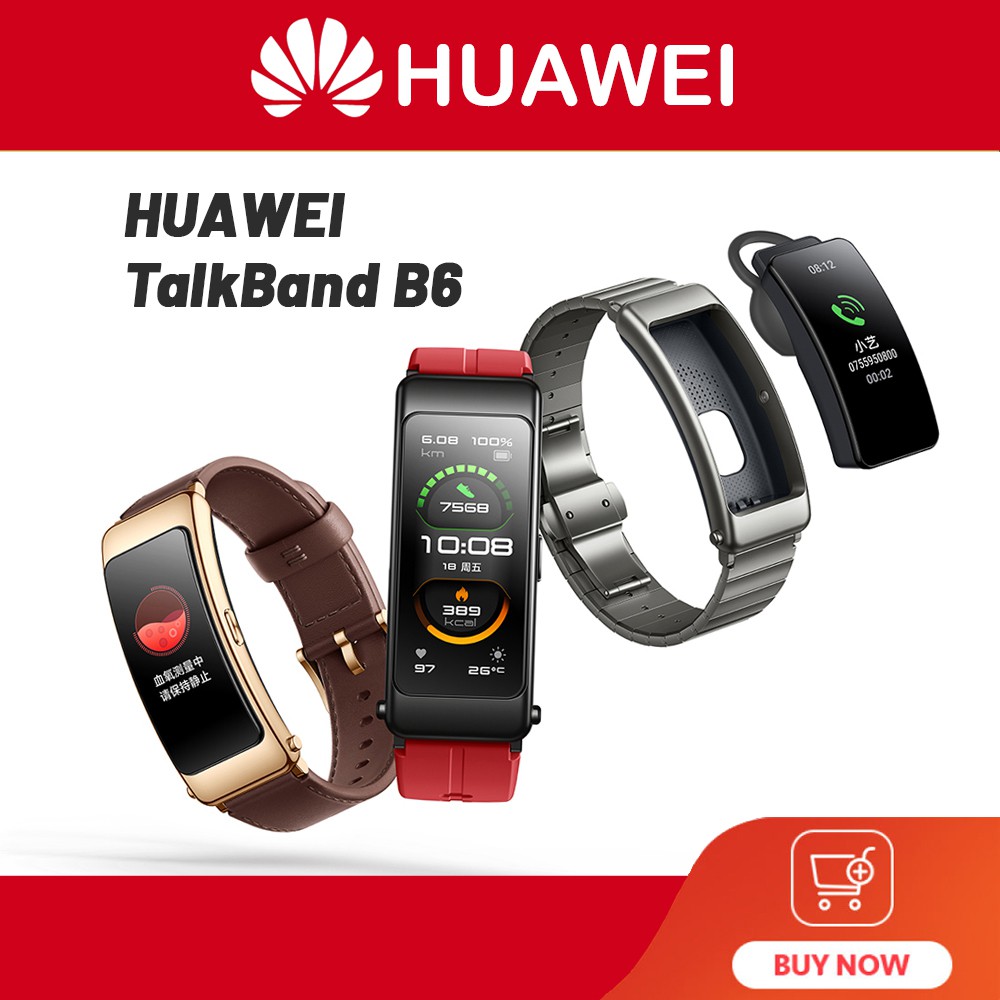 Huawei TalkBand B6 ความกว้างบลูทู ธ สร้อยข้อมือแบบสมาร์ทสายรัดข้อมือกีฬา Touch AMOLED Screen Call สายรัดหูฟัง