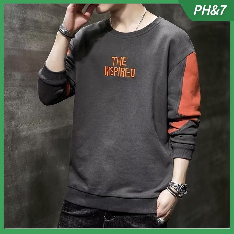 เสื้อกันหนาว คอกลม แขนยาว ทรงหลวม สไตล์เกาหลี แฟชั่นสําหรับผู้ชาย