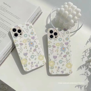 เคสโทรศัพท์ ซิลิโคน หนังเทียม พิมพ์ลายดอกไม้ สไตล์เรโทร 11 Pro Max X Xr Xs Max 7 8 Plus Se 202012#238