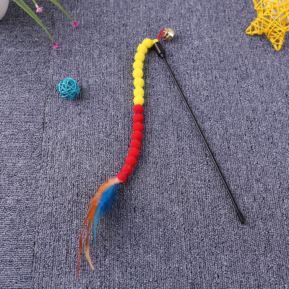 ติดแมวตลกCat Teasing Stick Colorful Ball Feather ets Teaser Rod et ...