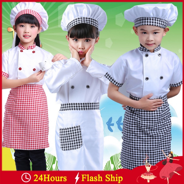 Chef Kids Costumes Cooking Clothing Baby Girl Baby Boy Kitchen Uniform Cosplay Costumes Apron Top Ca
