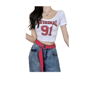 ครอปเสื้อยืด CROP-CF เสื้อครอป ผ้าคอตตอนผสม เสื้อผ้าแฟชั่น เสื้อผ้าน่ารัก เสื้อผ้าน่ารัก เสื้อยืด 