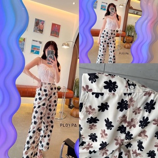 🤎Daisy Pants🤎 กางเกงเกาหลี สีครีมดอกไม้สีน้ำตาล,ดำ โทนสีสวยยยย น่ารักละมุนละม่อมมาก