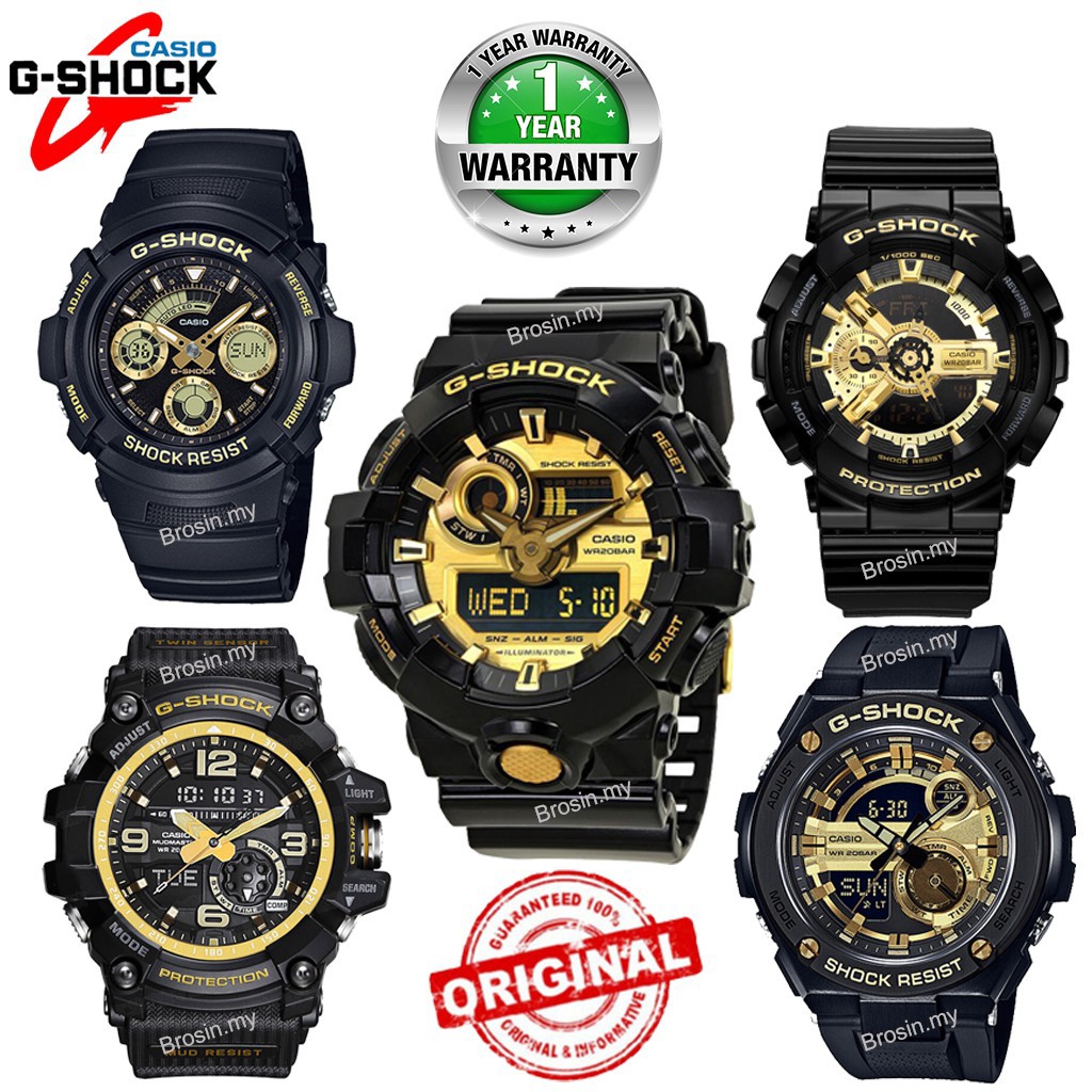 【 BLACK GOLD 】นาฬิกา Casio G-Shock สำหรับผู้ชายนาฬิกาสปอร์ต AW591 / GA110 / GA710 / GA1000 / G