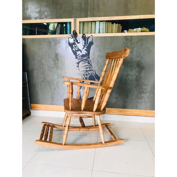 เก้าอี้โยกไม้สักแท้ ขนาด 70*105สูง110cm. ขัดเคลือบสีธรรมชาติ เก้าอี้ไม้สัก