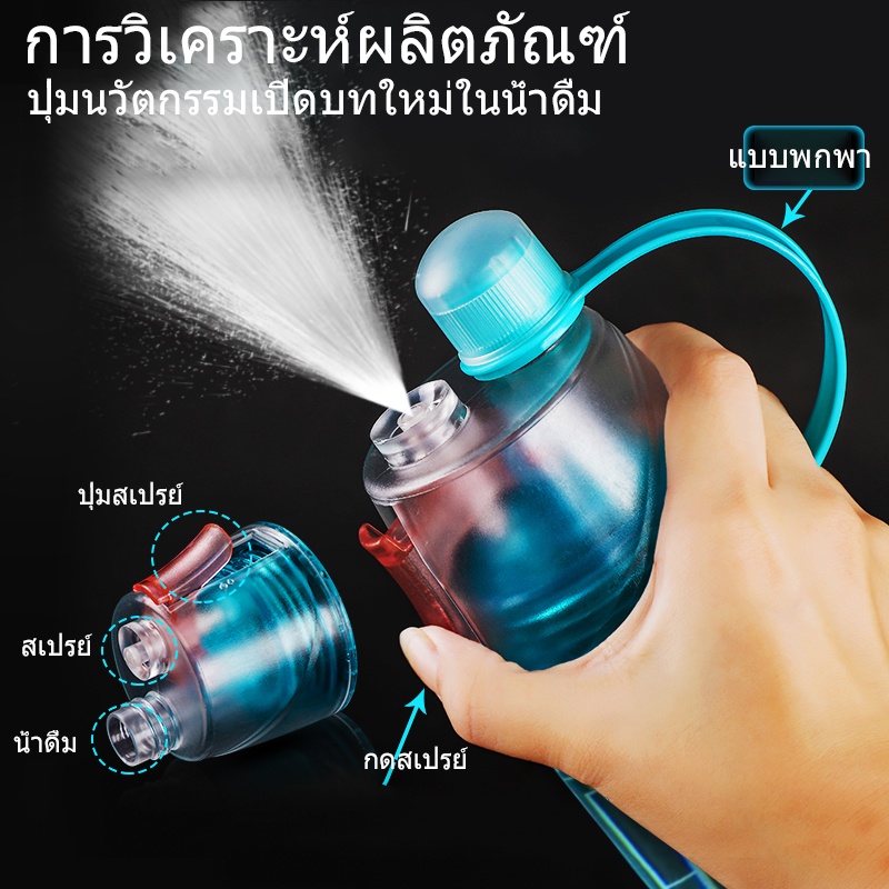 A619 กระติกน้ำกีฬา ขวดน้ำพกพา แก้วน้ำมีฝาปิด กระบอกน้ำ 600ml 2 In 1 กระบอกน้ำพกพา กระบอกฉีดน้ำ กระบอกน้ำดื่ม