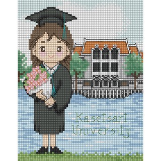 ชุดปักครอสติช รับปริญญา Congratulations หญิง ม.เกษตรฯ (CG-KU02) ชุดปักครอสติช ภิญญ์ ,Cross Stitch Kit Pinn (Pre Order)