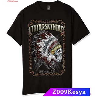 แขนสั้นโอเวอร์ไซส์ สื้อยืดเด็กชาย FEA Mens Lynyrd Skynyrd Indian Skeleton Mens Shirt discount FEA S-5XL