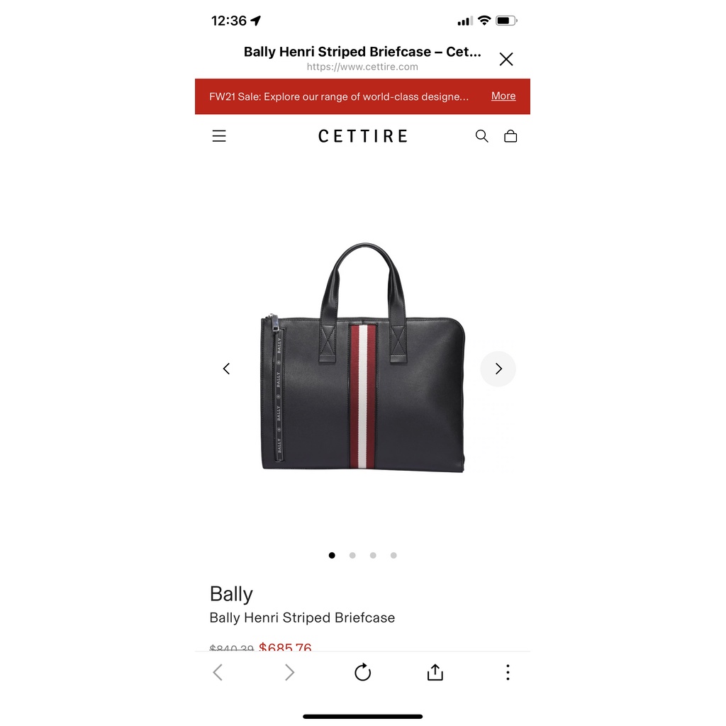 กระเป๋าหนังแท้ Bally Henri Leather Business Bag In Black สินค้าใหม่ของแท้