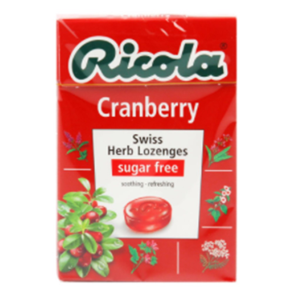 Ricola Cranberry Swiss Herb Lozenges Candy Sugar Free 40g. ริโคล่าลูกอมซูการ์ฟรีรสแครนเบอร์รี่ 40กรั