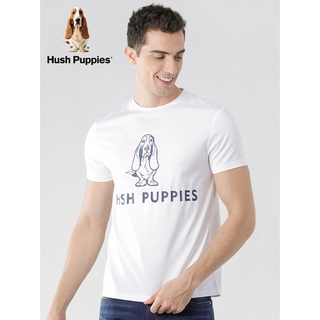 [100% Cotton] HUSH PUPPIES เสื้อยืดแขนสั้น ผ้าฝ้าย พิมพ์ลายตัวอักษร แบบเรียบง่าย แฟชั่นฤดูร้อน สําหรับผู้ชาย