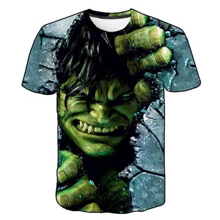 เสื้อยืดคอกลม แขนสั้น พิมพ์ลายการ์ตูน Hulk แฟชั่นฤดูร้อน สําหรับเด็กผู้ชาย ผู้หญิง 2-14 ปี