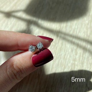 Kind Jewelry ต่างหูเพชรเม็ดเดี่ยวติดหู ขนาด 5มิล 50ตังค์ single 5mm