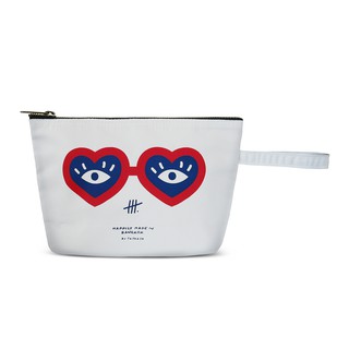 Pin valentine pouch กระเป๋าใส่ของจุกจิกมีสายคล้องแขน สีขาวเทา