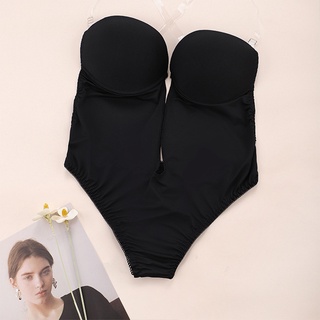 ผู้หญิงที่มองไม่เห็น Push Up Bra บอดี้สูท Thong Convertible Backless Body Shaper