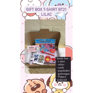 เสื้อยืดพิมพ์ลาย Gift BOX BT21 EDITION LILAC สําหรับผู้ชาย