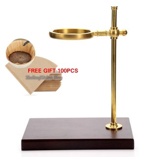 สแตนดริปกาแฟ อุปกรณ์ดริปกาแฟ ดริปกาแฟสด  Coffee Dripper Maker พร้อมฐานไม้ Material: Copper / Wood -สินค้ามีพร้อมส่ง-